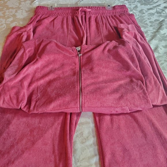 Zenana Plus Size Set Sweatpants Hoodie Full Zip Jacket Loop Terry Rose 1X 2X 3X - Picture 3 of 5